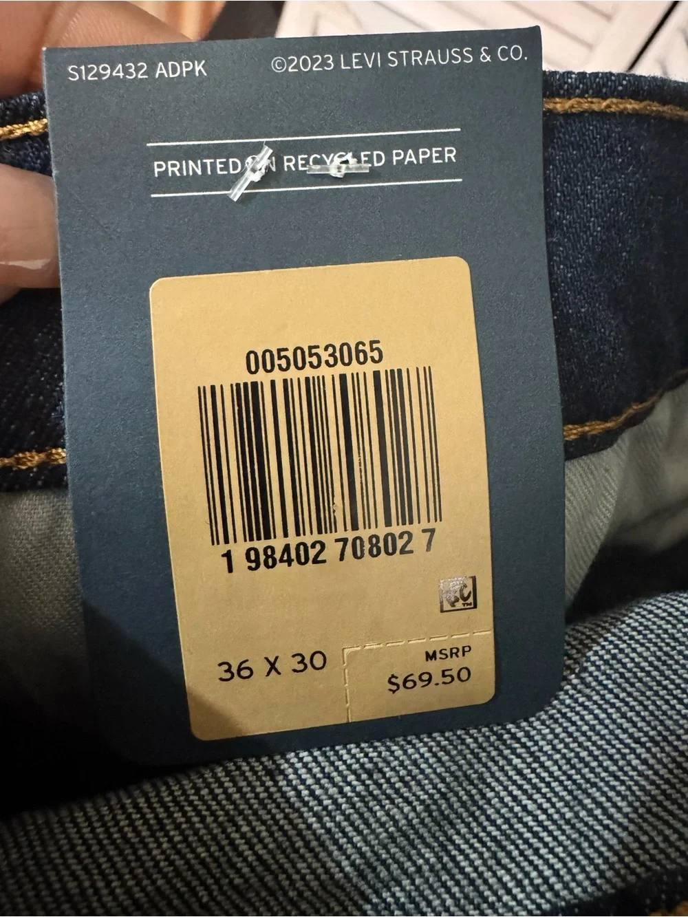 Men's Levi’s 505 Dark Blue Straight-Leg Jeans- 36x30 NWT
